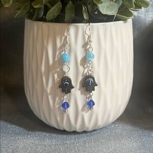 Hand Crafted Evil Eye Dangle Earrings